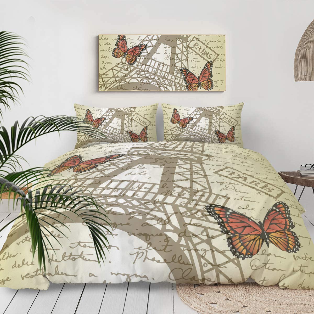 Paris Theme Bedding Comforter Cover 3 Pieces Duvet Cover Set - Any Linen