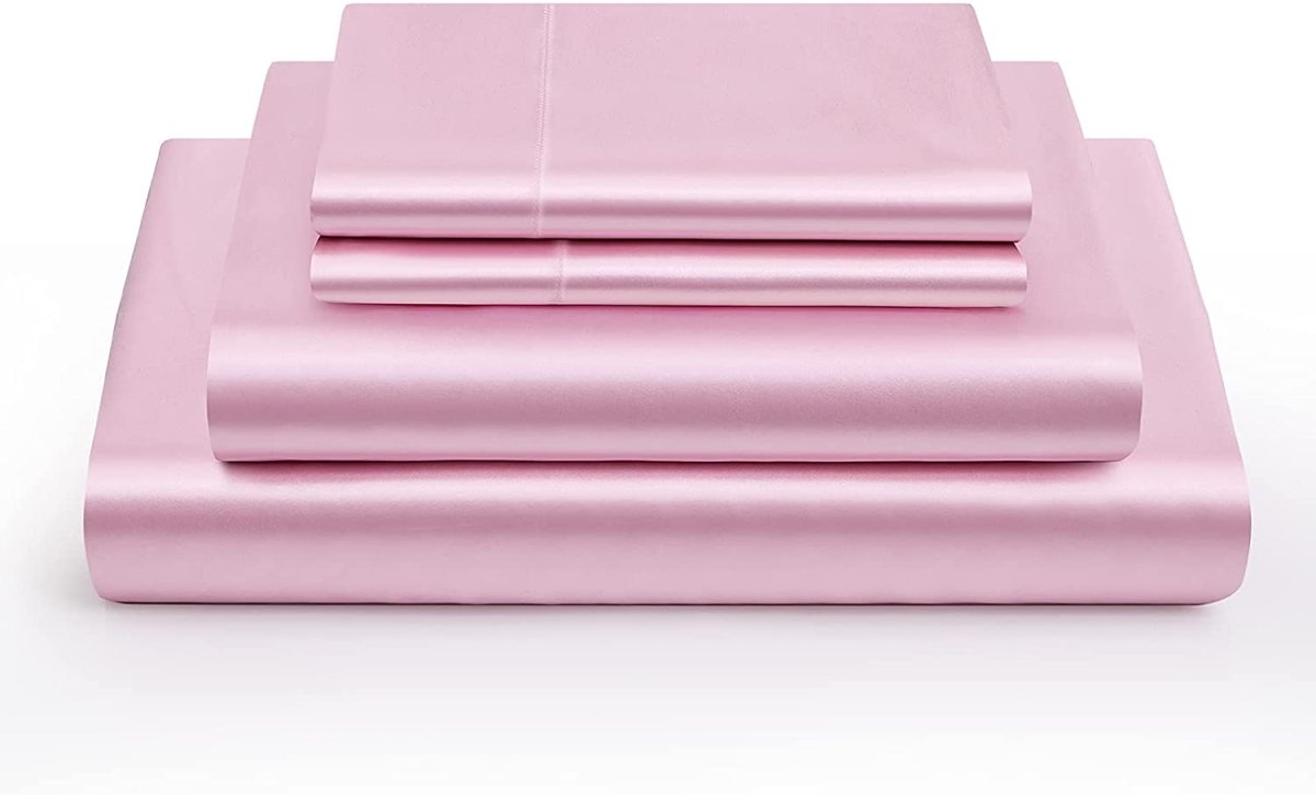 Pink Satin Silky Soft 4 pcs Bed Sheets Set - Any Linen