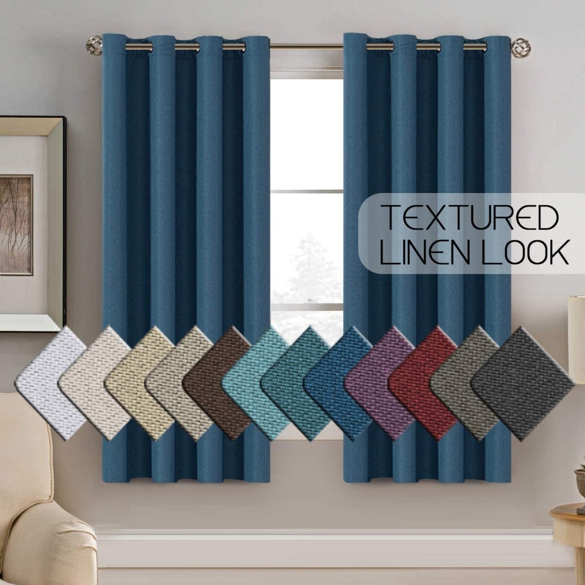 Room Darkening Light Blocking Thermal Insulated Heavy Weight Linen Curtain - Any Linen