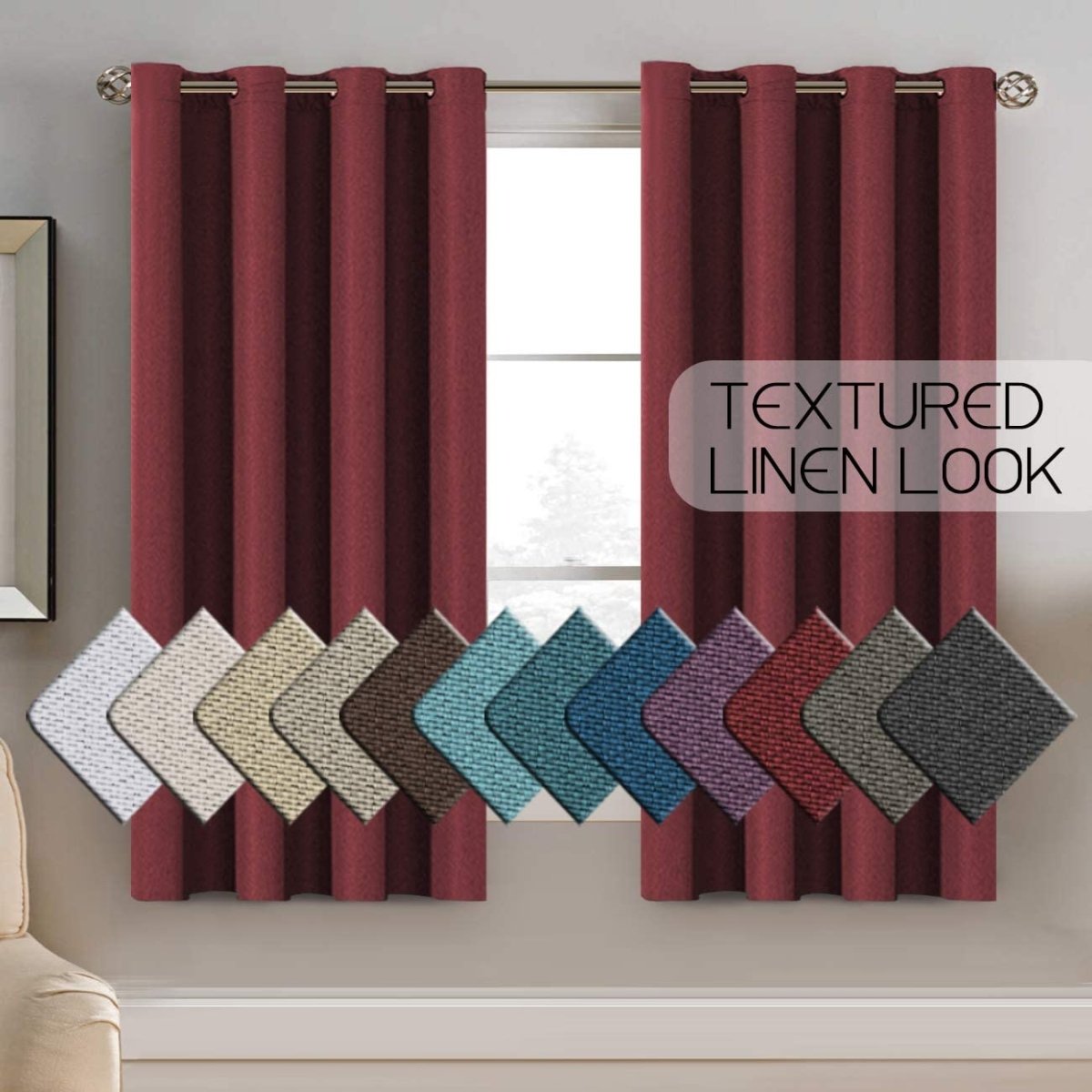 Room Darkening Light Blocking Thermal Insulated Heavy Weight Linen Curtain - Any Linen