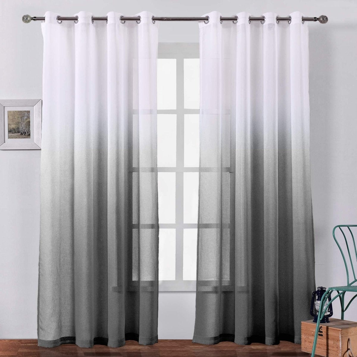 Semi Sheer Soft Linen Curtains Voile Grommet Set of 2 - Any Linen