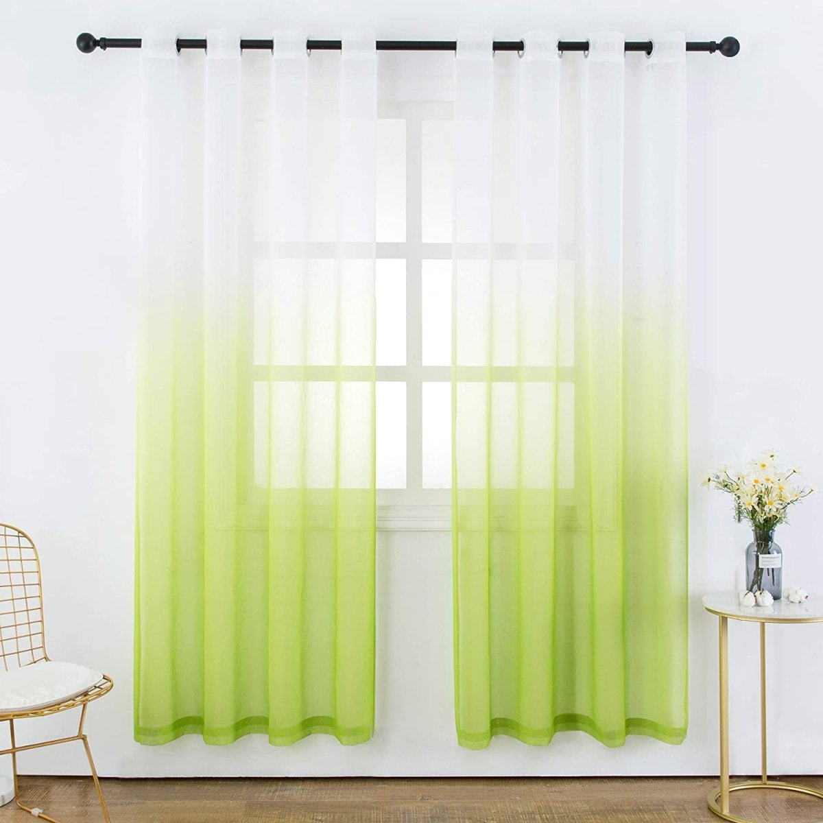 Semi Sheer Soft Linen Curtains Voile Grommet Set of 2 - Any Linen