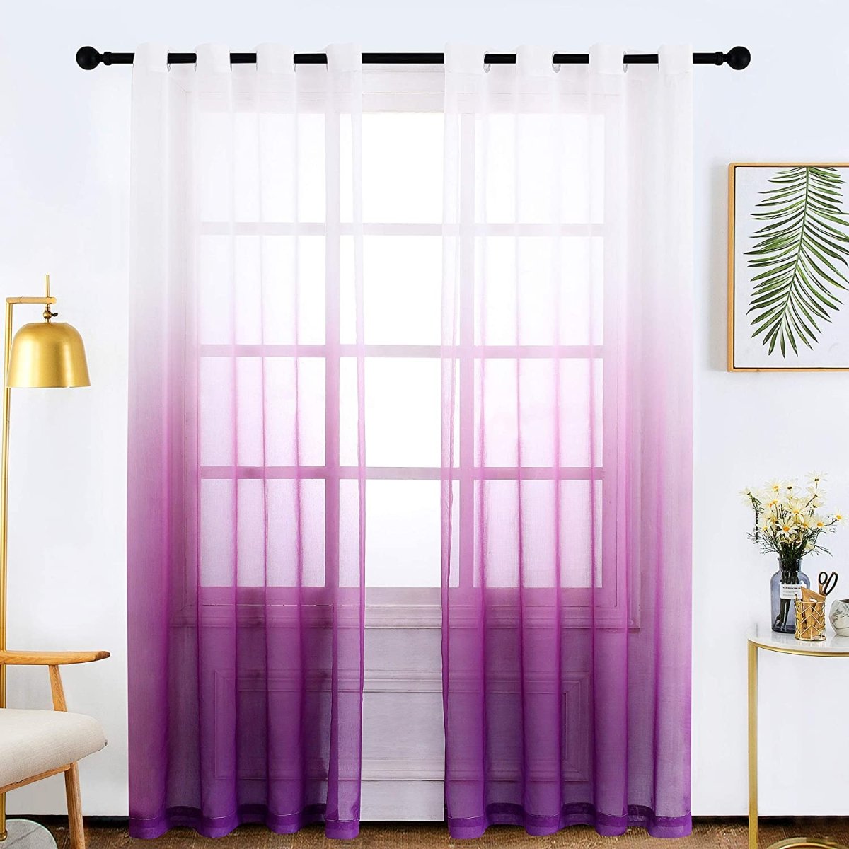 Semi Sheer Soft Linen Curtains Voile Grommet Set of 2 - Any Linen