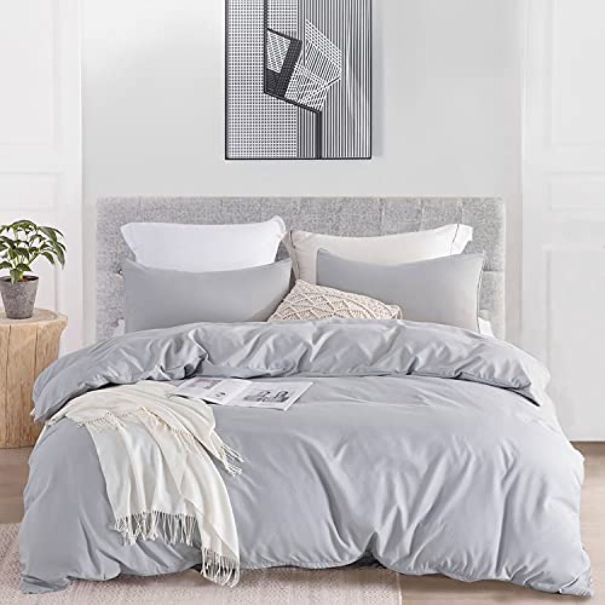 Soft Breathable Washed Microfiber Zipper Closure Duvet Cover Set - Any Linen