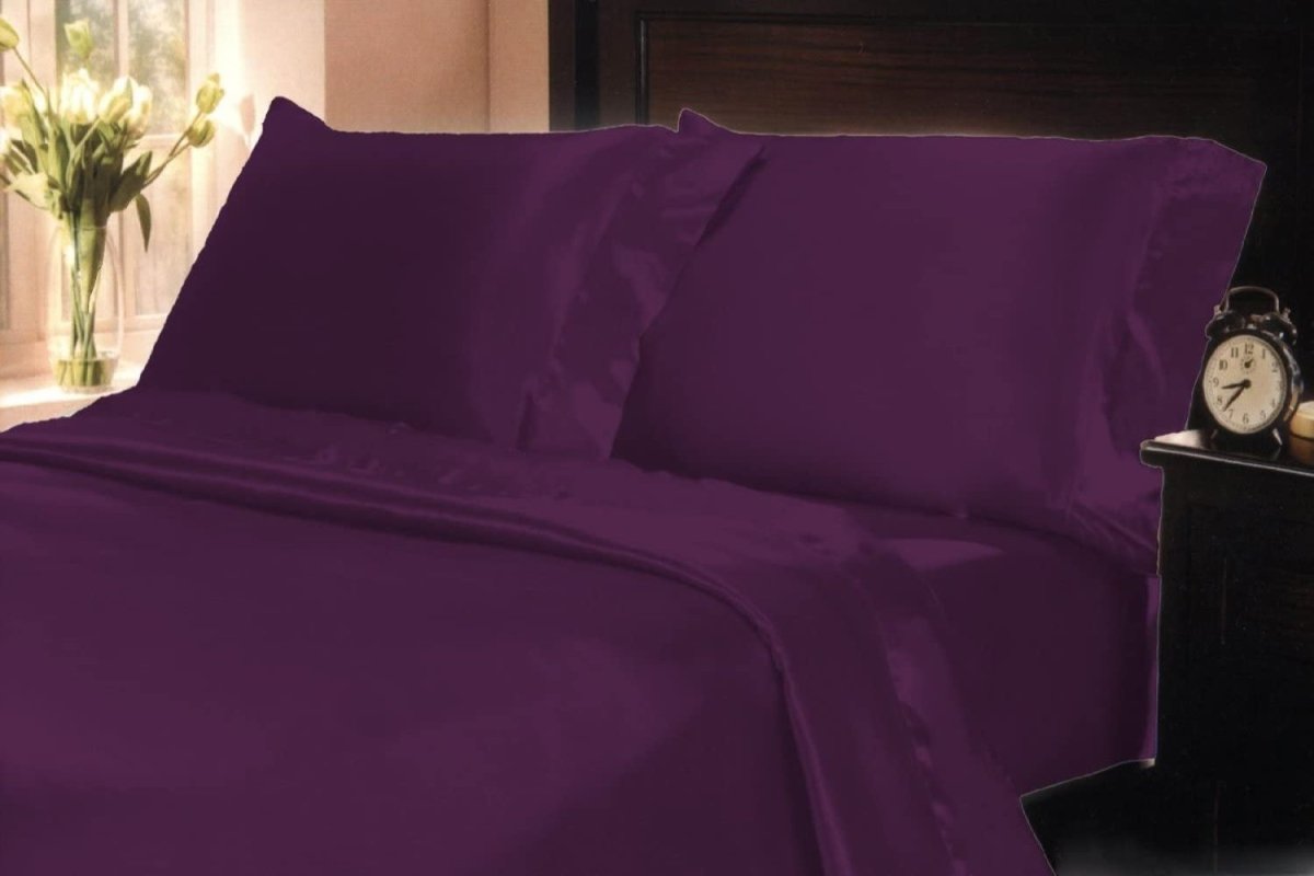 Soft Silky Satin Solid Color Deep Pocket Sheet Set - Any Linen
