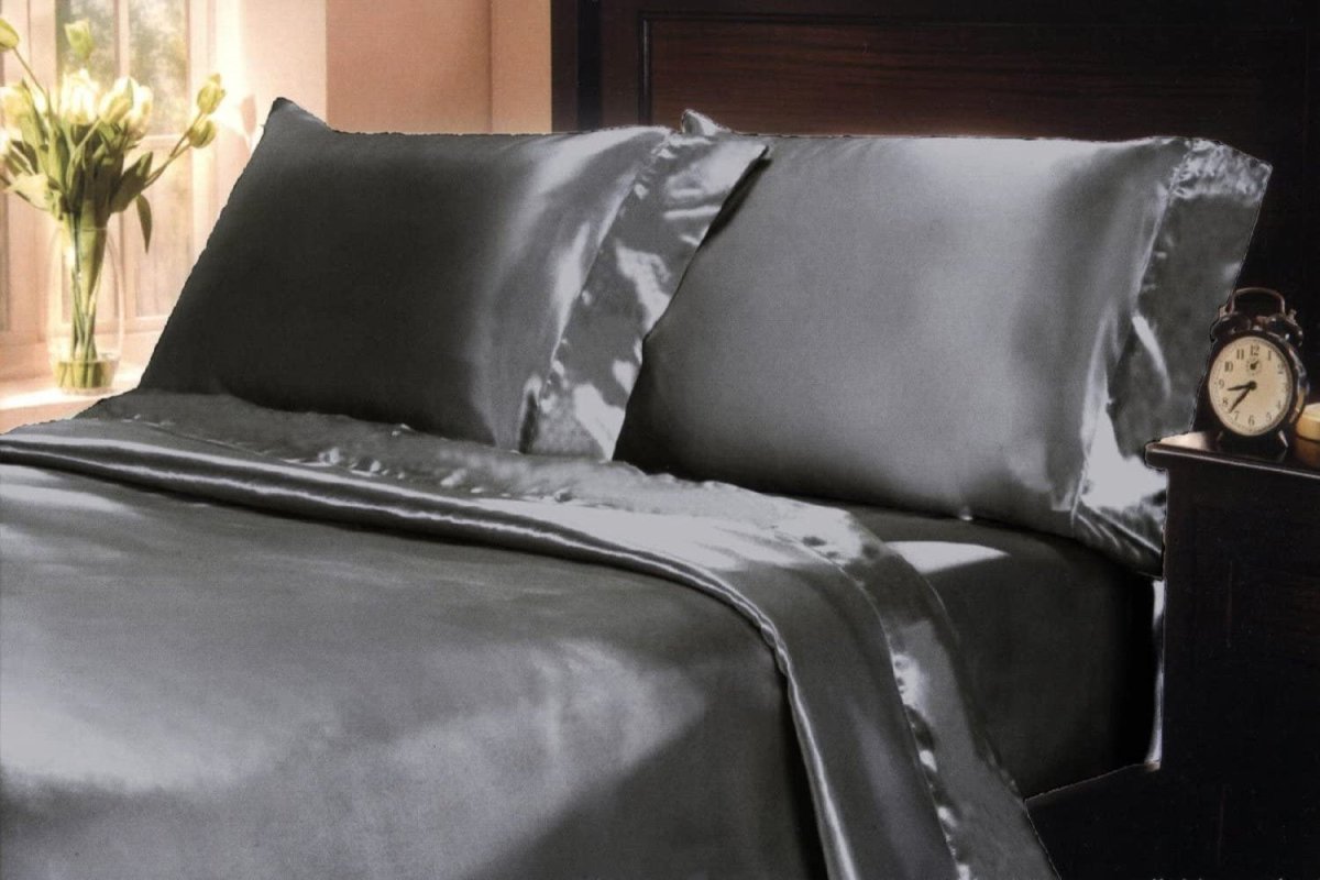 Soft Silky Satin Solid Color Deep Pocket Sheet Set - Any Linen