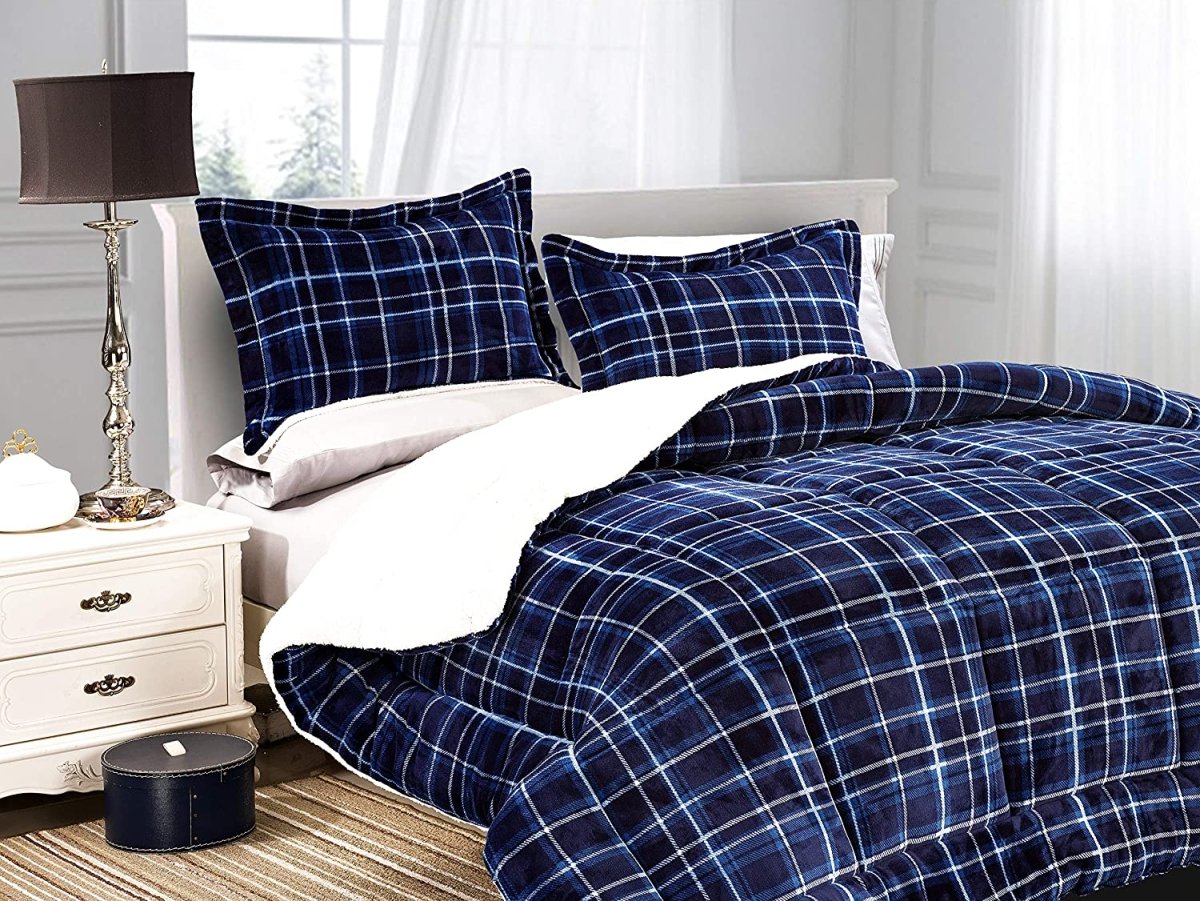 Softest Coziest Heavy Weight Sherpa Premium Quality Down Alternative Micro - Suede Reversible Comforter Set - Any Linen
