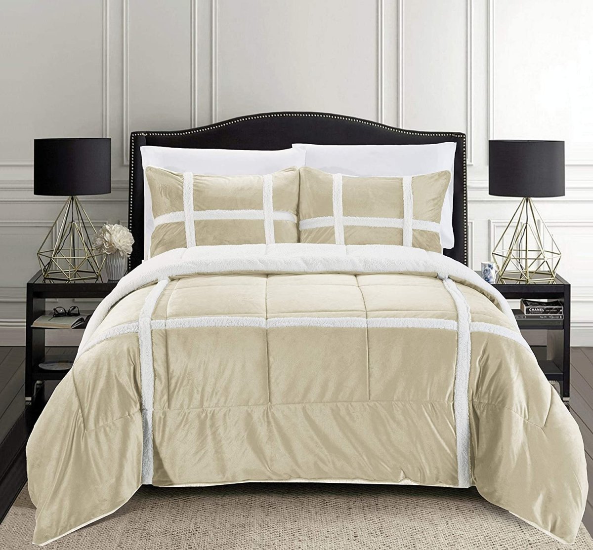 Softest Coziest Heavy Weight Sherpa Premium Quality Down Alternative Micro - Suede Reversible Comforter Set - Any Linen