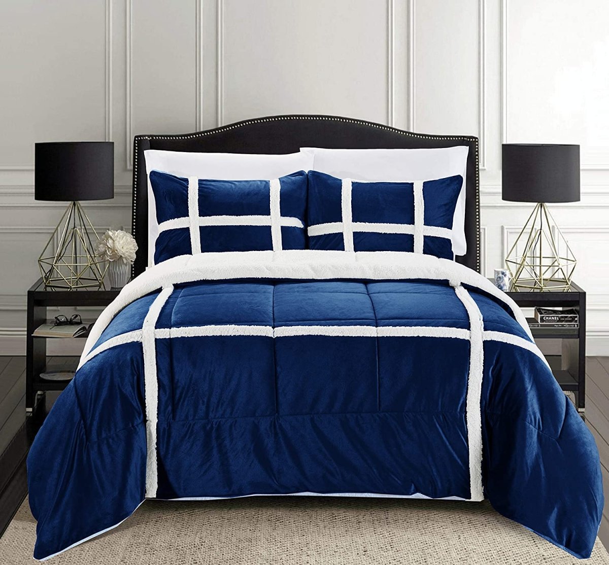 Softest Coziest Heavy Weight Sherpa Premium Quality Down Alternative Micro - Suede Reversible Comforter Set - Any Linen