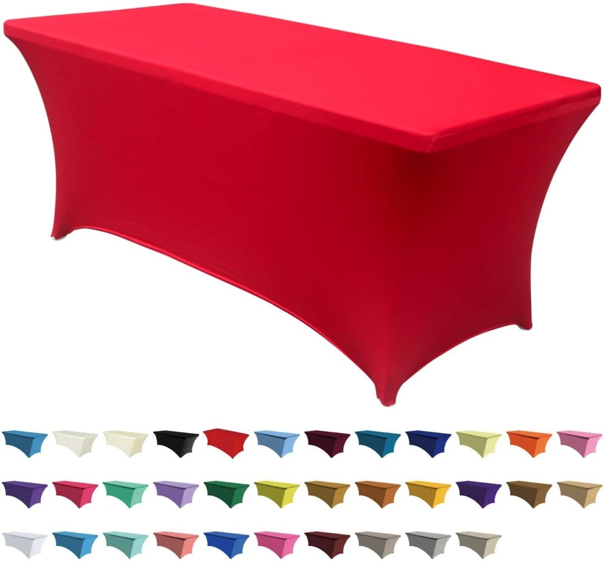 Spandex Tablecloths for 4 ft Table Fitted Stretch Table Cover Polyester Table Cover Topper - Any Linen