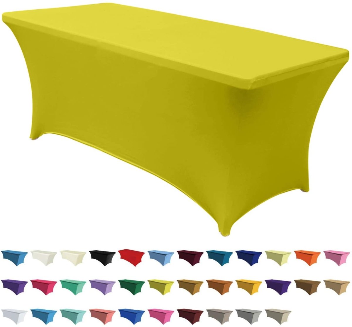 Spandex Tablecloths for 4 ft Table Fitted Stretch Table Cover Polyester Table Cover Topper - Any Linen