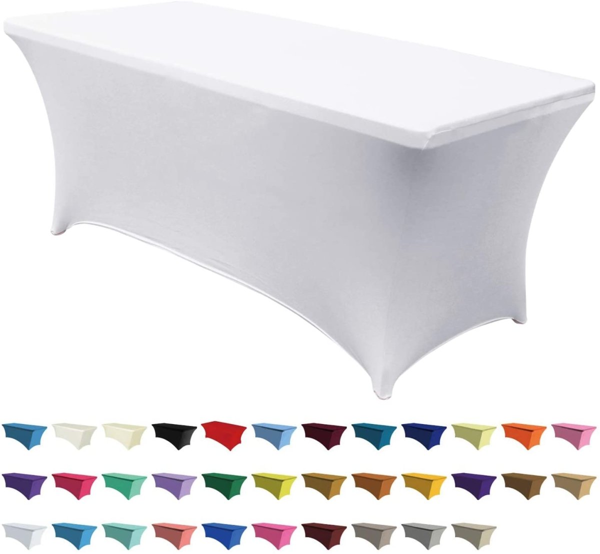 Spandex Tablecloths for 6 ft Table Fitted Stretch Table Cover Polyester Table Cover Topper - Any Linen