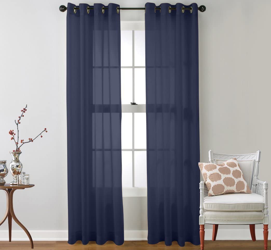 Textile 2 Piece Window Sheer Curtains Grommet Panels - Any Linen