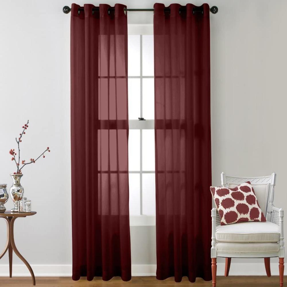Textile 2 Piece Window Sheer Curtains Grommet Panels - Any Linen