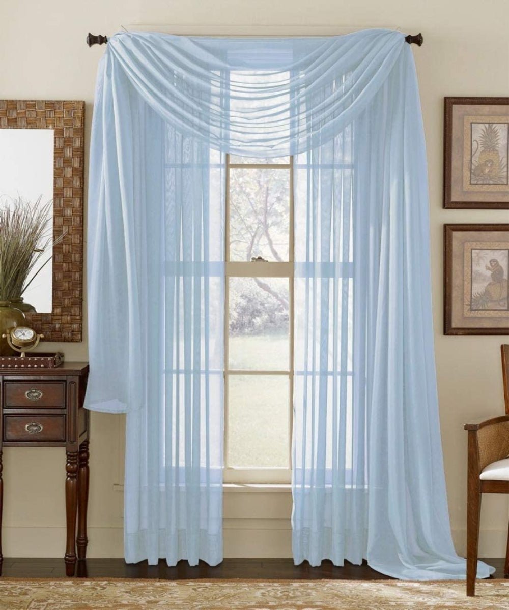 Textile 2 Piece Window Sheer Curtains Grommet Panels - Any Linen