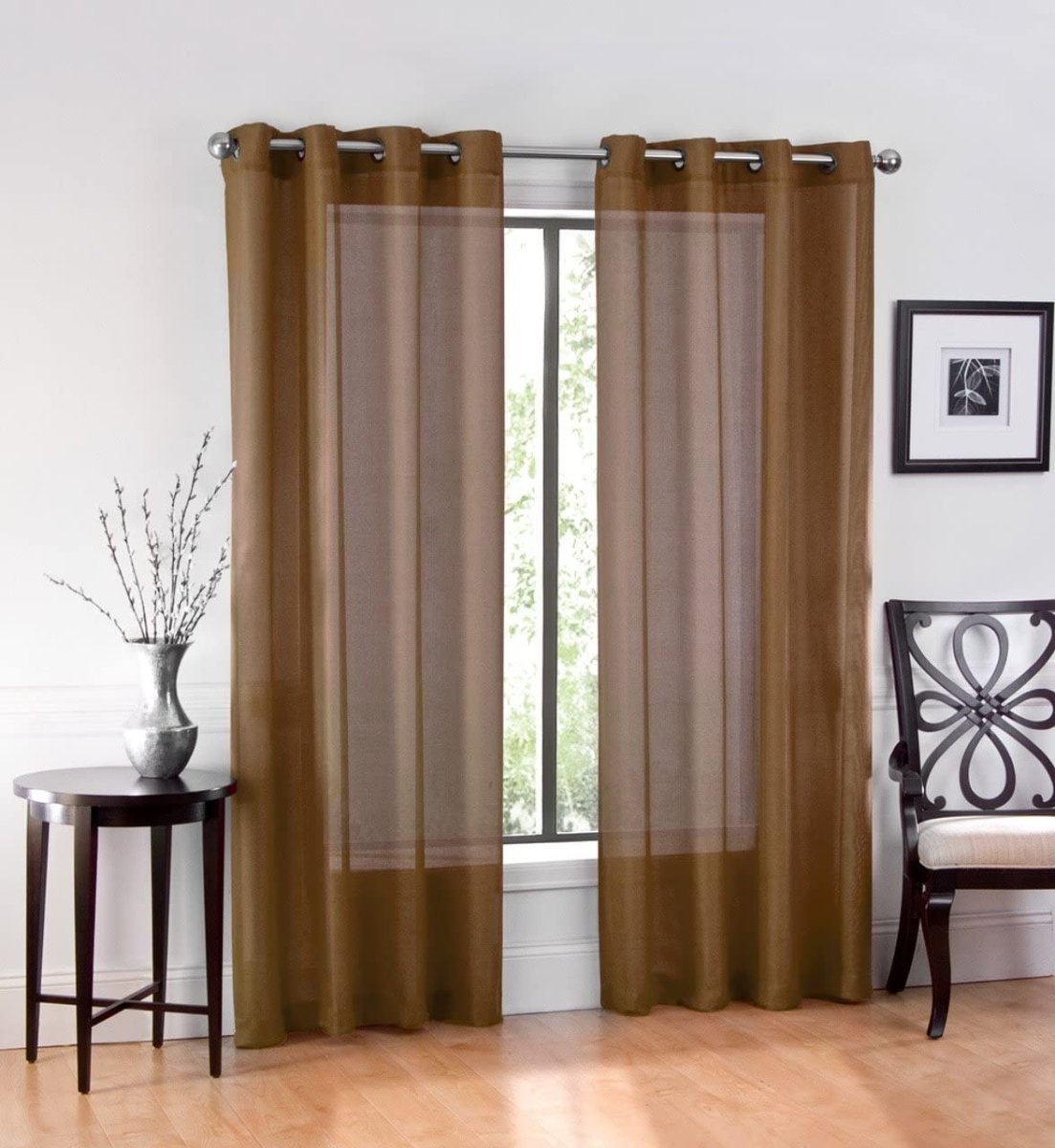 Textile 2 Piece Window Sheer Curtains Grommet Panels - Any Linen