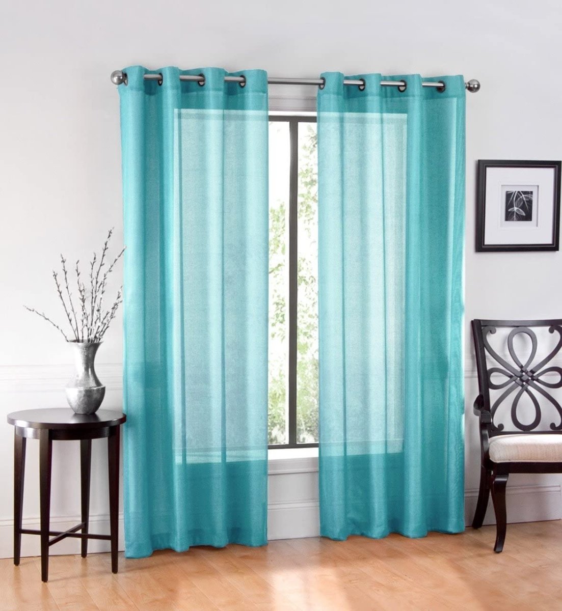 Textile 2 Piece Window Sheer Curtains Grommet Panels - Any Linen