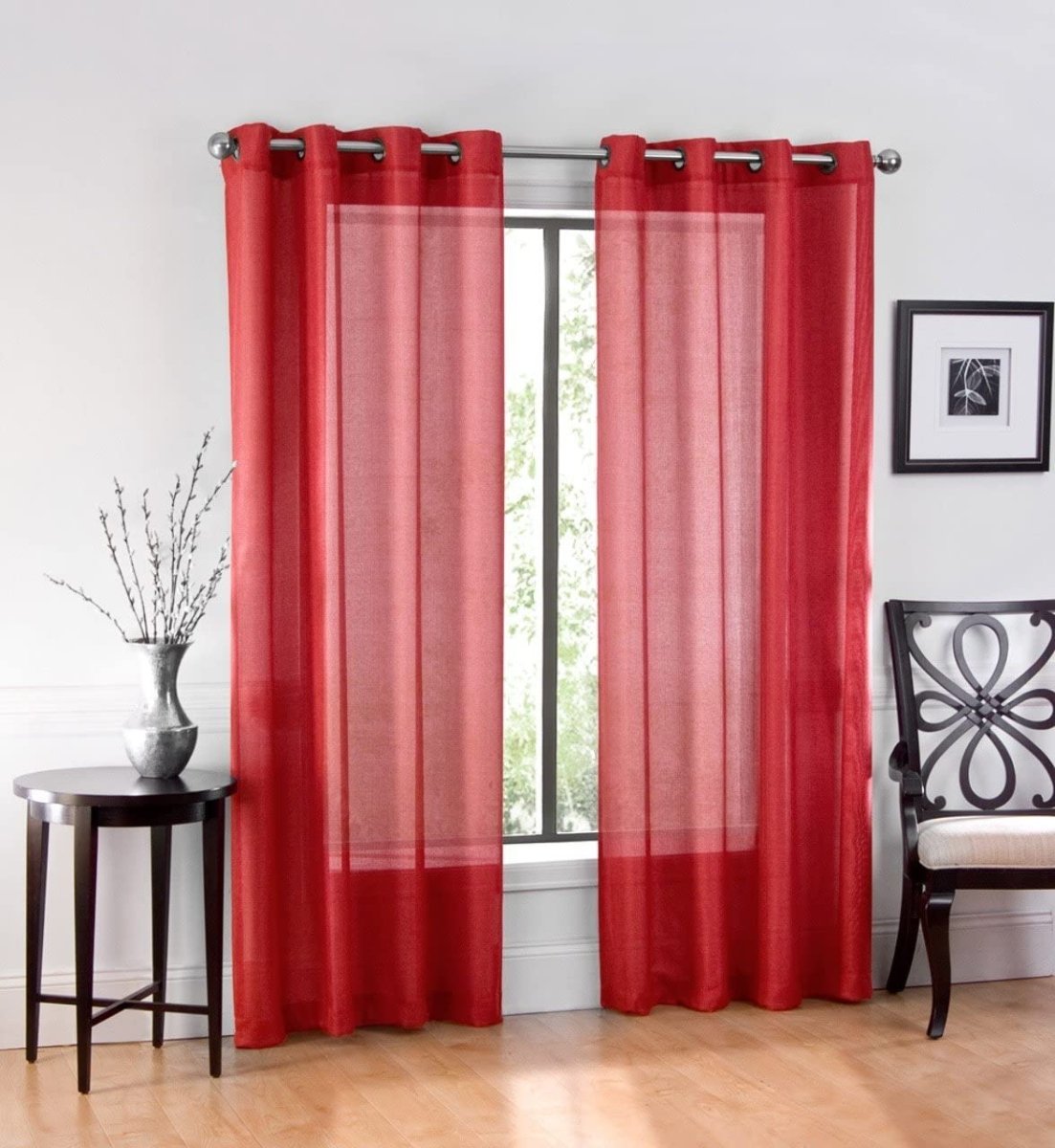Textile 2 Piece Window Sheer Curtains Grommet Panels - Any Linen