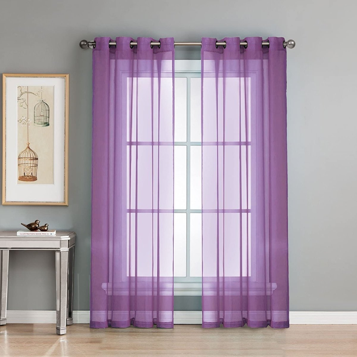 Textile 2 Piece Window Sheer Curtains Grommet Panels - Any Linen