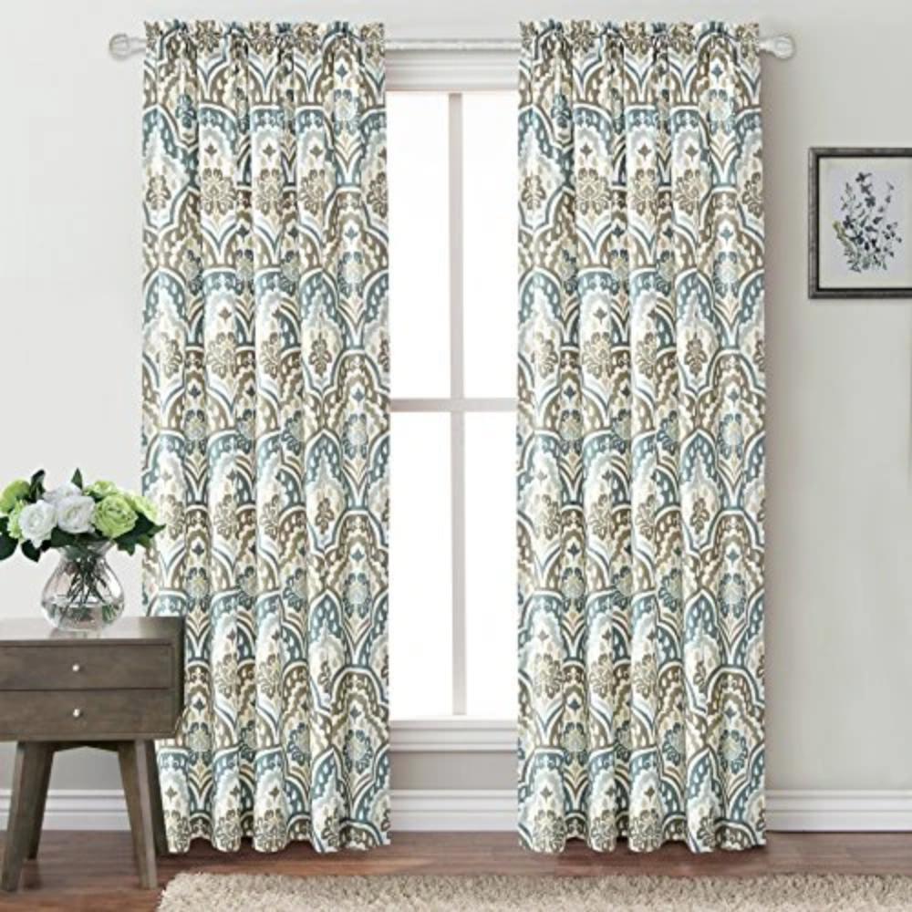 Tivoli Ikat Design Curtain Set, Teal - Aqua - Any Linen
