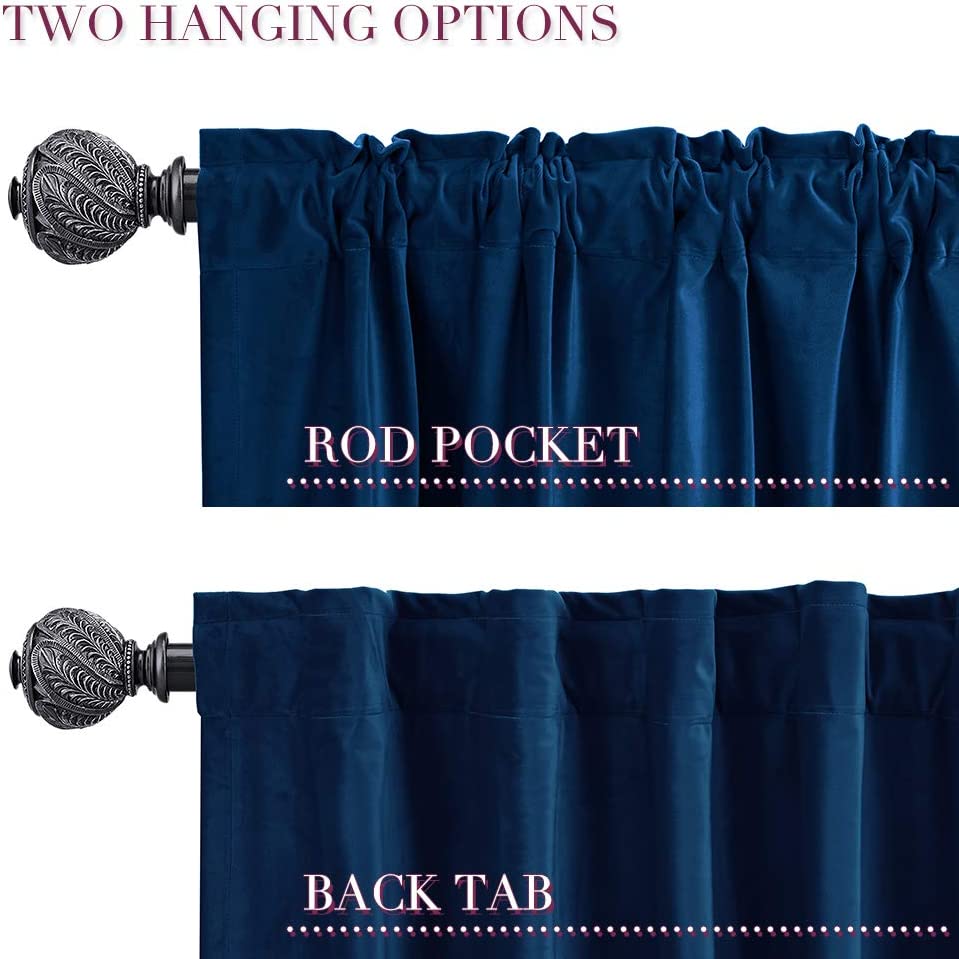 Velvet Room Darkening Thermal Insulated Rod Pocket Back Tab Window 2 Panels Curtain - Any Linen