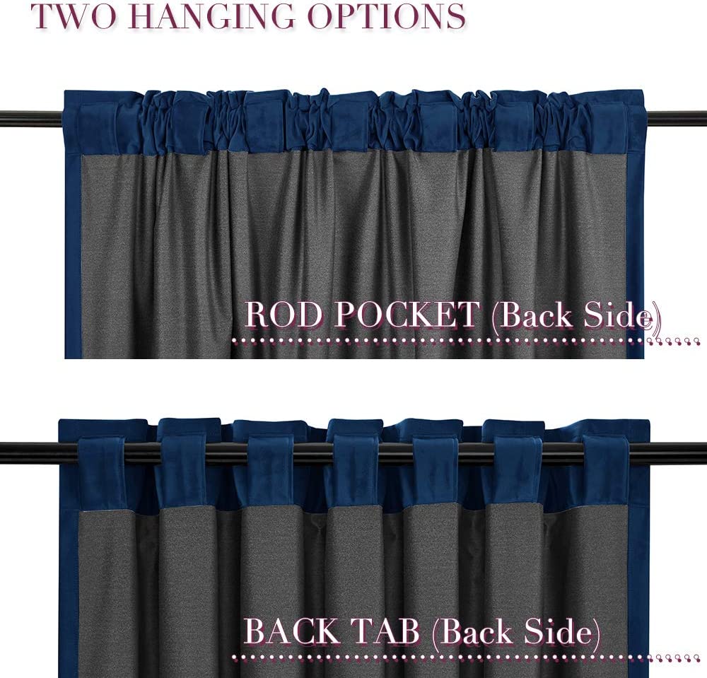 Velvet Room Darkening Thermal Insulated Rod Pocket Back Tab Window 2 Panels Curtain - Any Linen