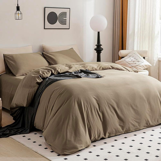 100% Washed Cotton Ultra Soft Zipper Closure Duvet Cover 3 pcs Set - Any Linen