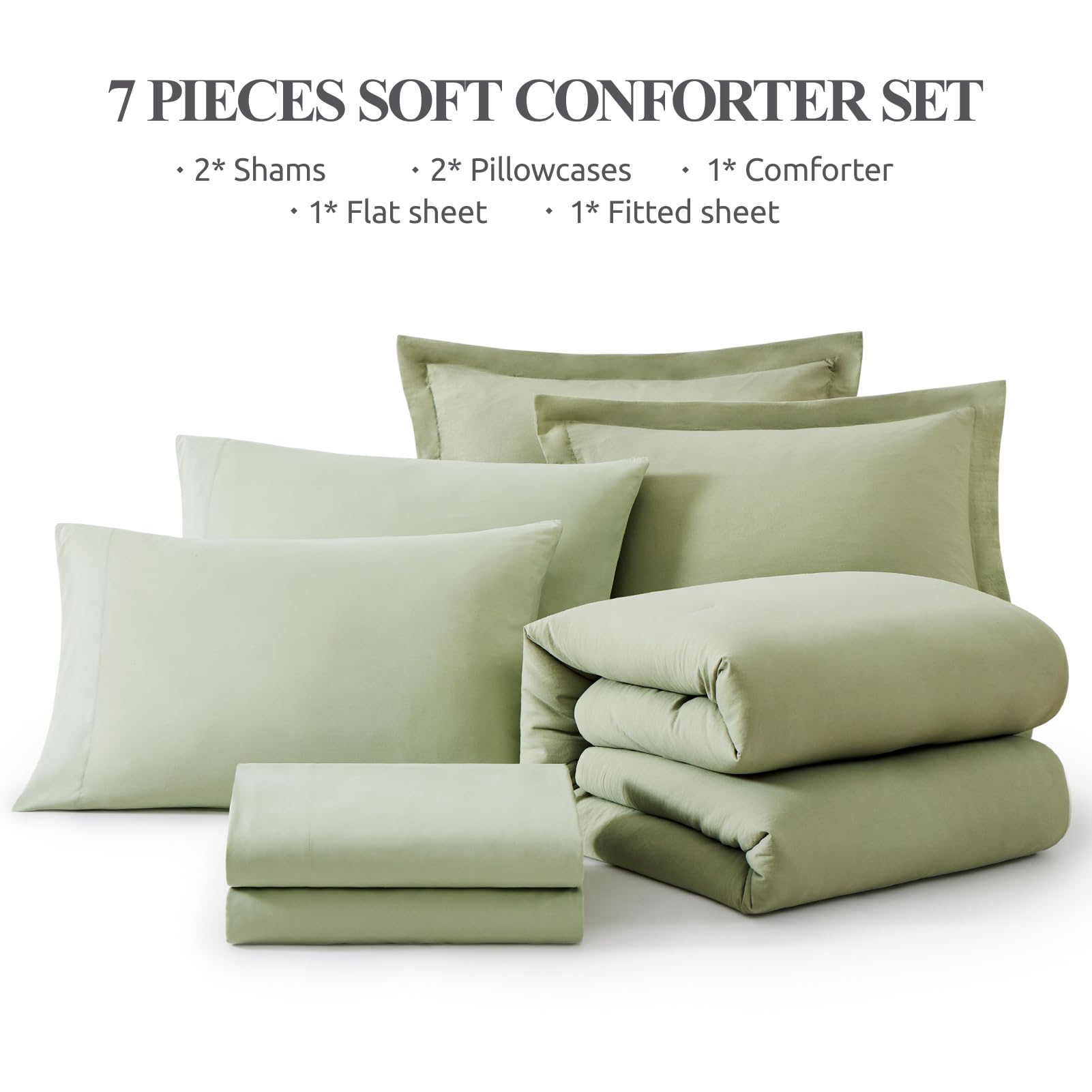 7-Piece Comforter Set with Fitted Sheet & Pillow Shams – All-Season- AnyLinen