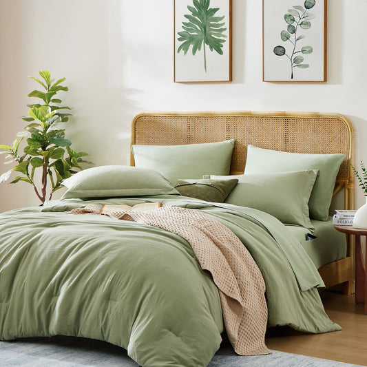 7-Piece Comforter Set with Fitted Sheet & Pillow Shams – All-Season- AnyLinen