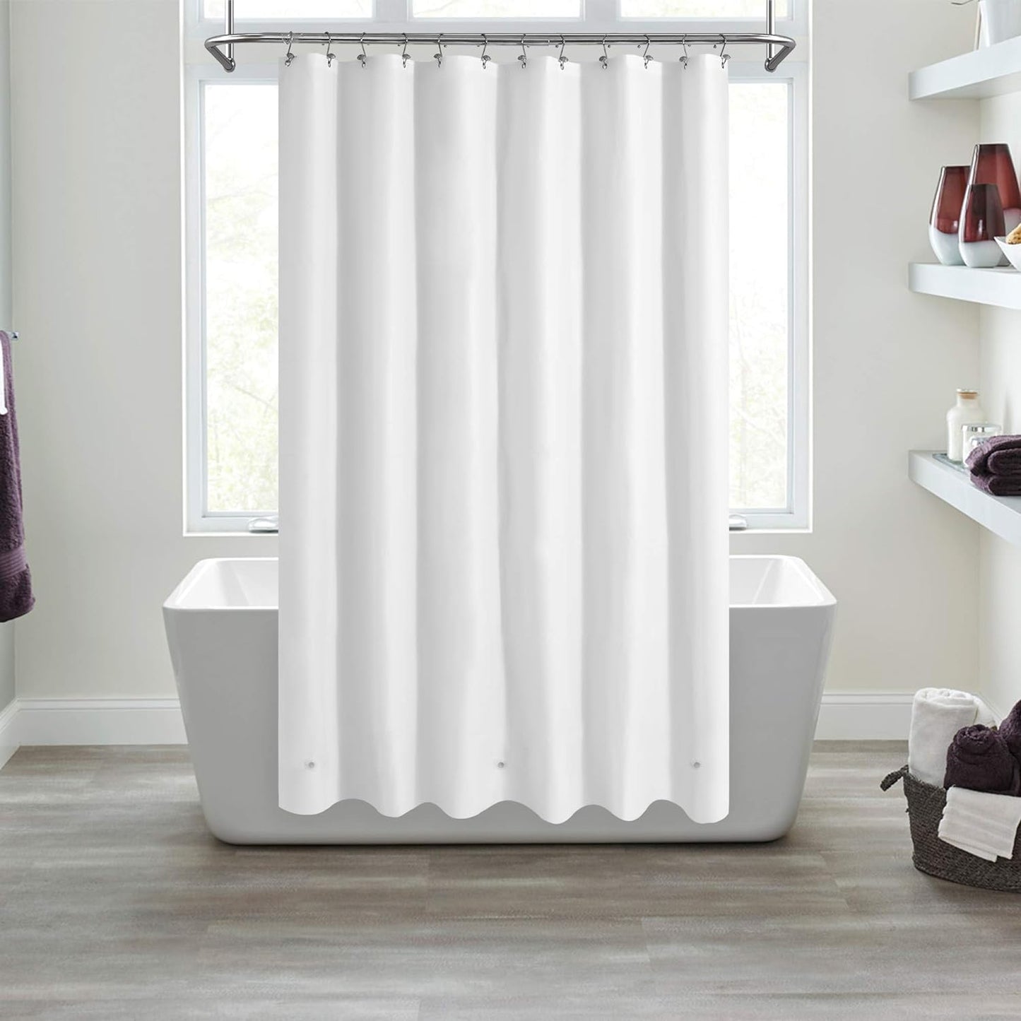 Shower Curtain with 3 Magnets 72x72 Premium Flexible Sturdy Waterproof - AnyLinen