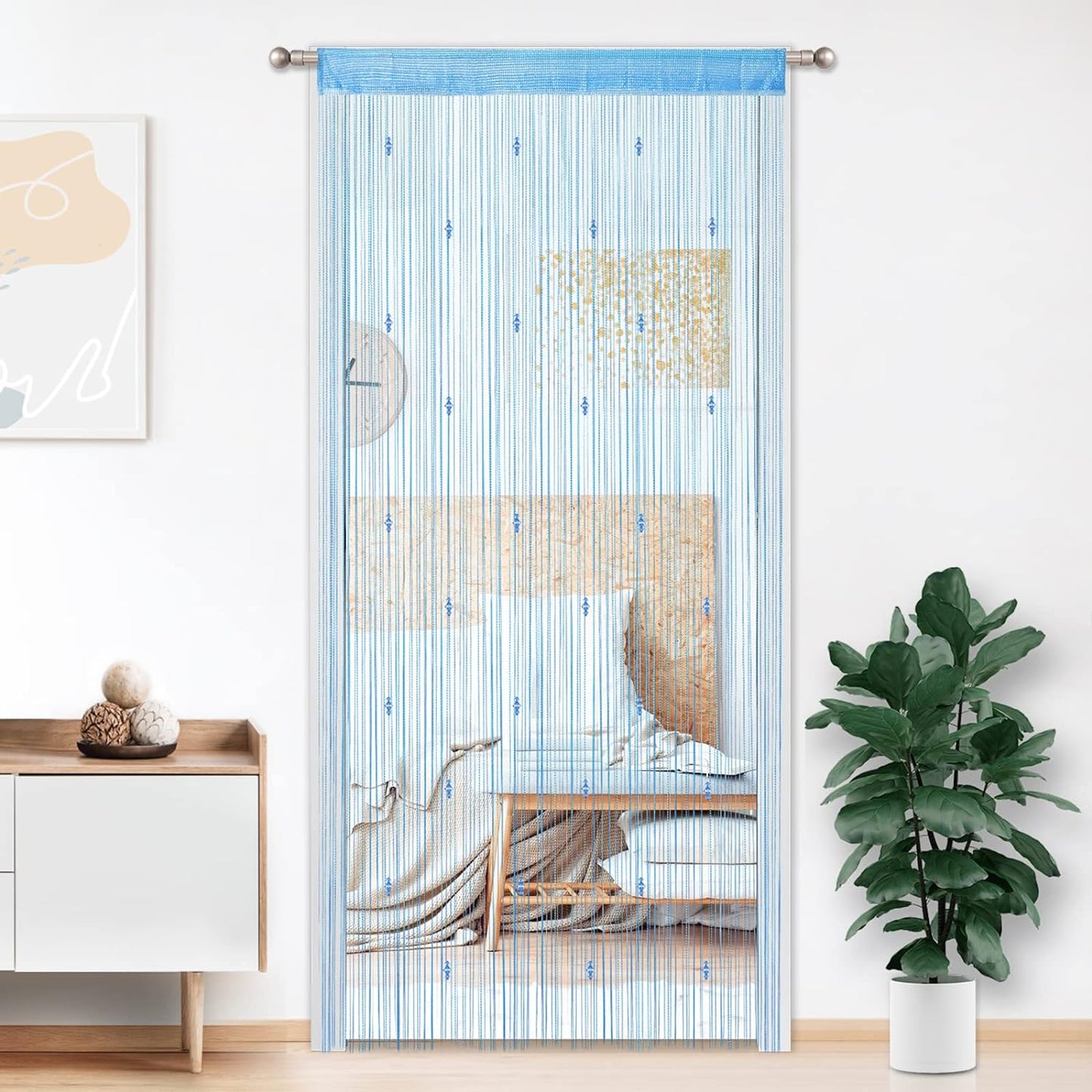 Crystal Beaded Tassel Partition Door Beaded String Curtain 90x200cm (2 Pack) - AnyLinen