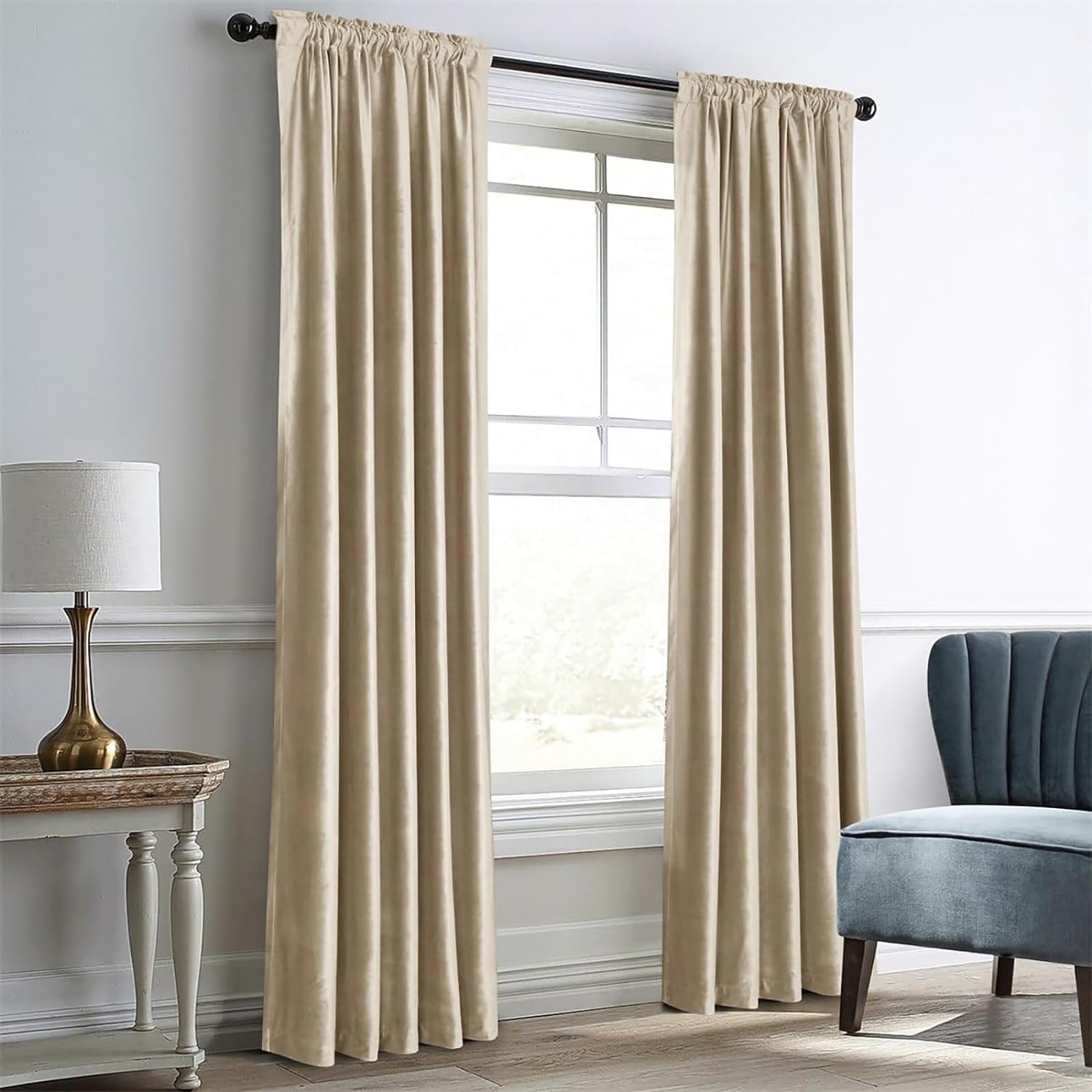 Darkening Velvet Thermal Insulated Rod Pocket Back Tab Window Curtain - AnyLinen