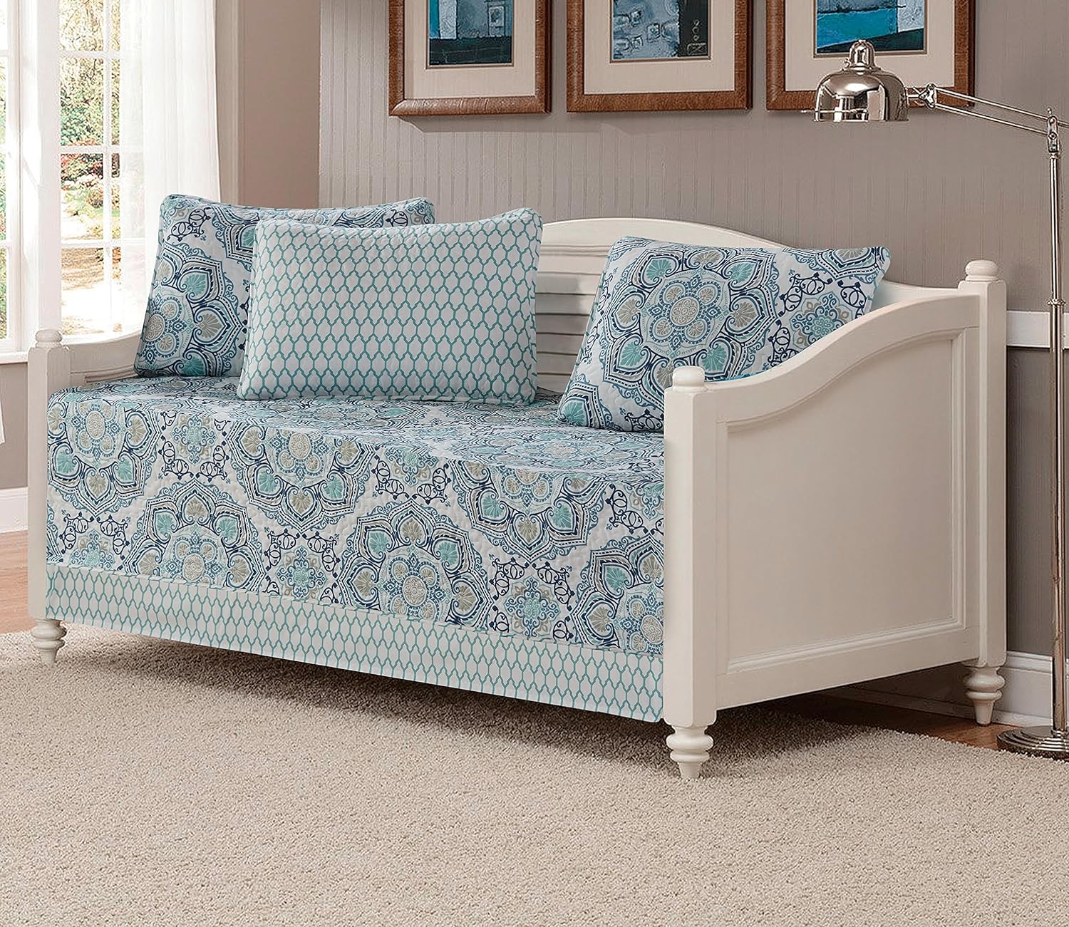 Day Bed Cover Modern Reversible 5 PC - AnyLinen