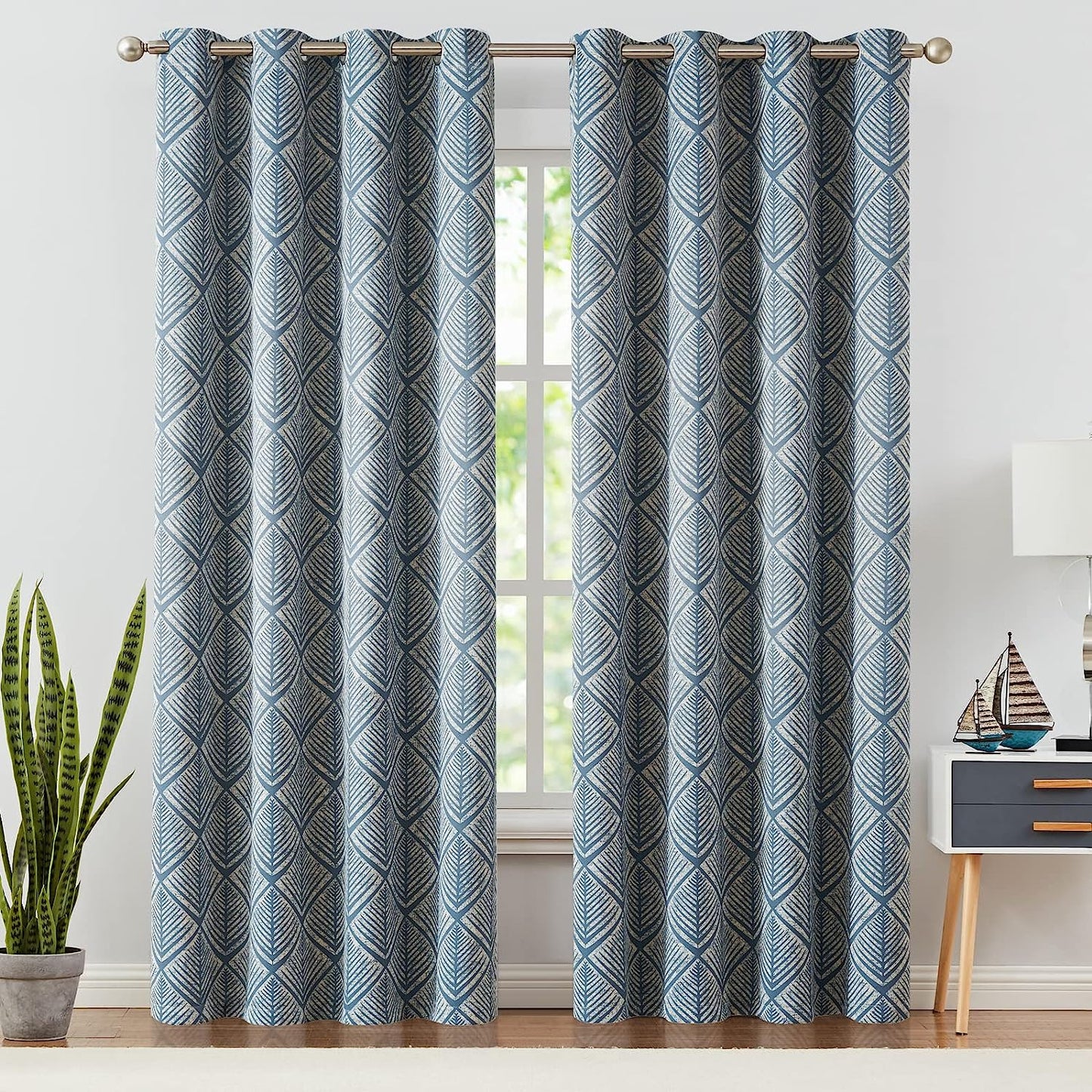 Geometric Pattern Design Darkening Thermal Insulated Blackout Curtains - AnyLinen