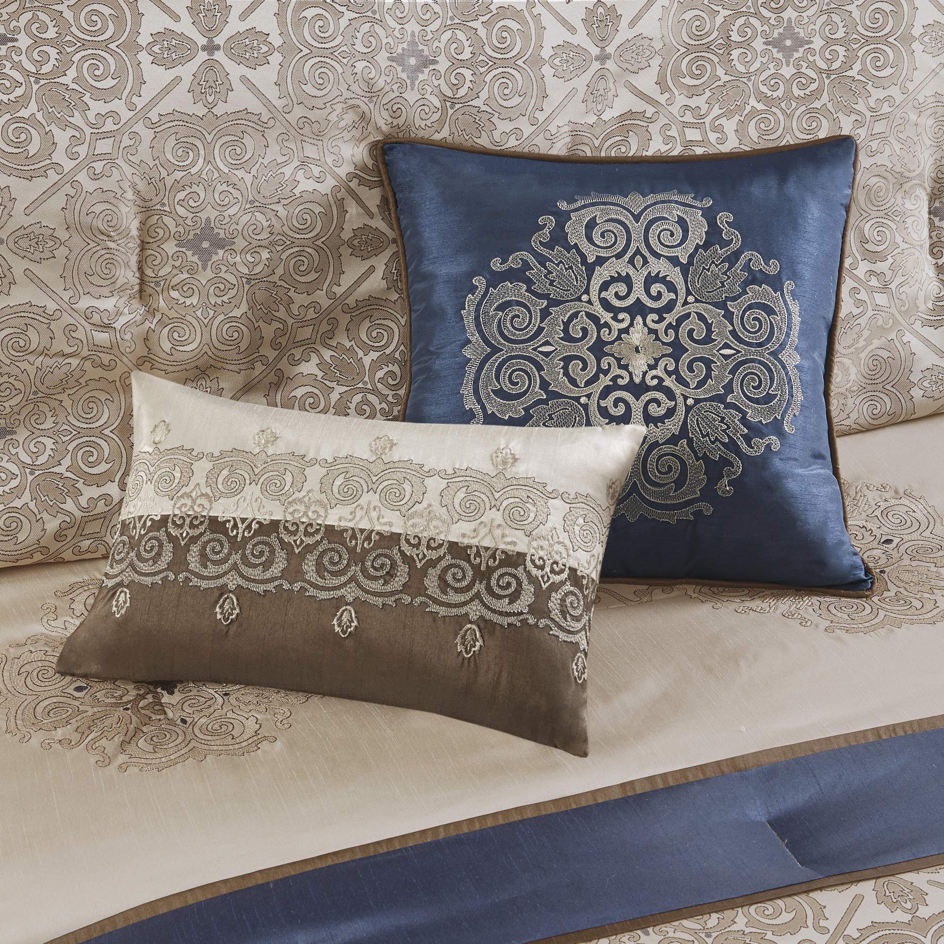 Master Bedroom In A Bag 24 pcs Comforter Set-Satin Jacquard All Season - AnyLinen
