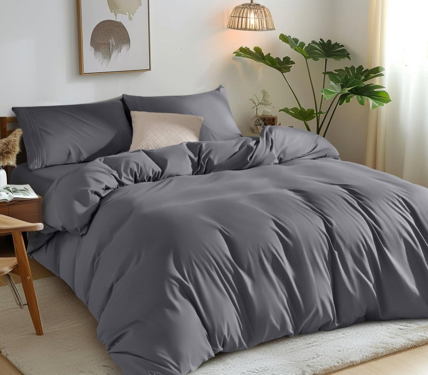 Soft Prewashed Zipper Closure Duvet Cover 3 pcs Set - AnyLinen