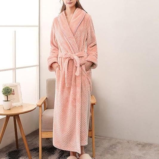 Warm Soft Fleece Long Plush Nightgown Thicken Bathrobe | Any Linen