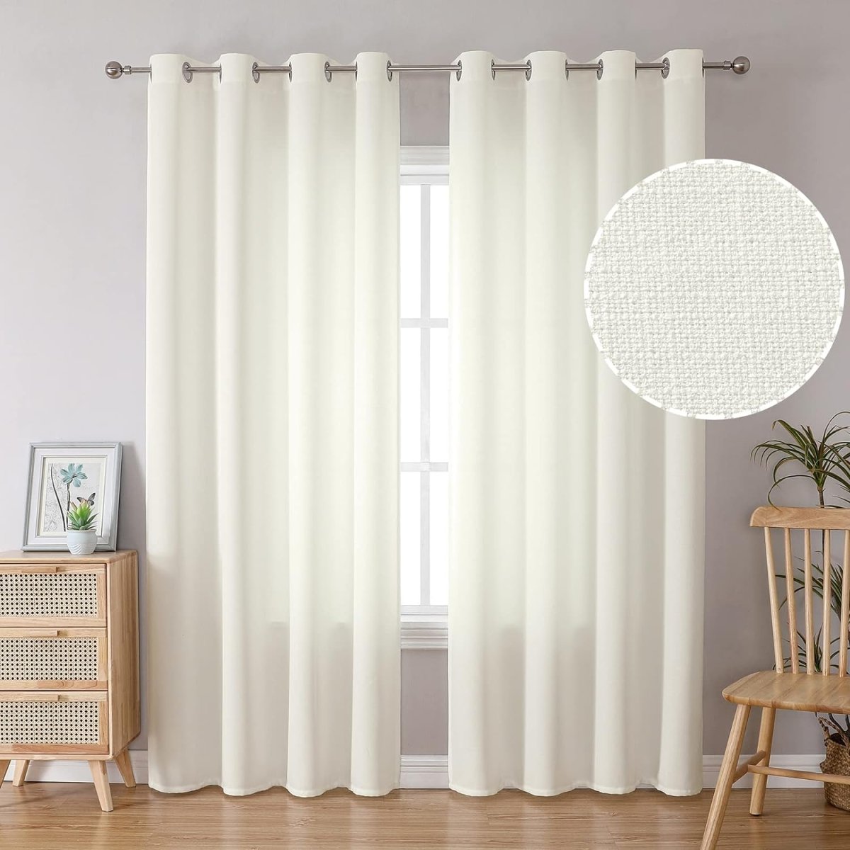 Linen Curtains Thick Semi Sheer Drapes Light Filtering Privacy Window Set of 2 Panels - Any Linen
