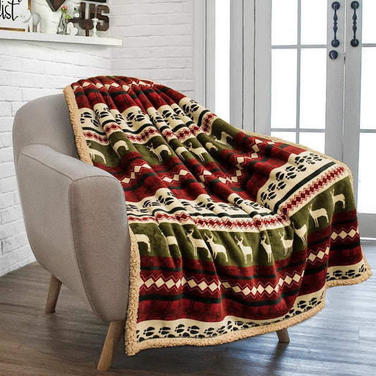 Premium Christmas Blanket Sherpa Fleece Reversible Blanket - Any Linen