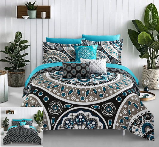 Reversible Bed in a Bag Comforter Set, King Size 10 pcs Set - Any Linen