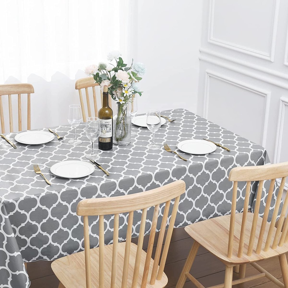 Waterproof Vinyl Flannel Wipeable Spill - proof Tablecloth - Any Linen