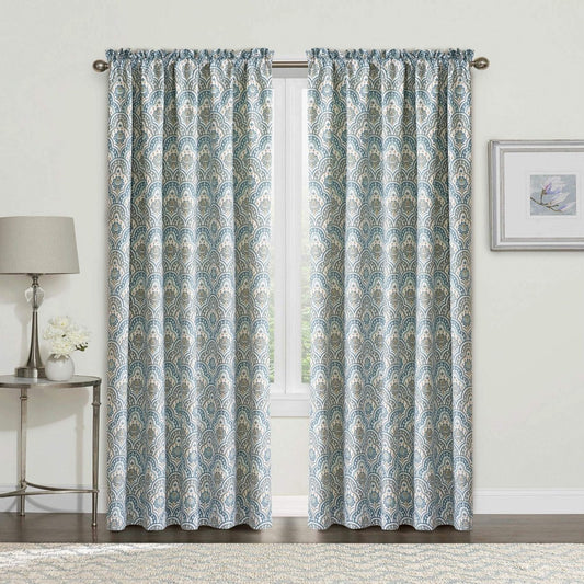 2 Piece Teal Mini Tivoli Curtain Set, 60" x 84" - Any Linen