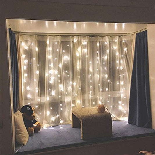 300 LED Warm White Window Curtain String Outdoor Indoor Wall Decorations AnyLinen