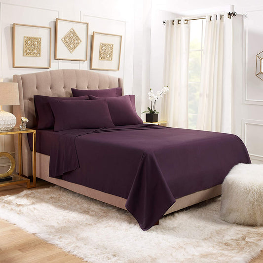 6 Piece Sheets - Deep Pocket Microfiber Hypoallergenic Bedding Set