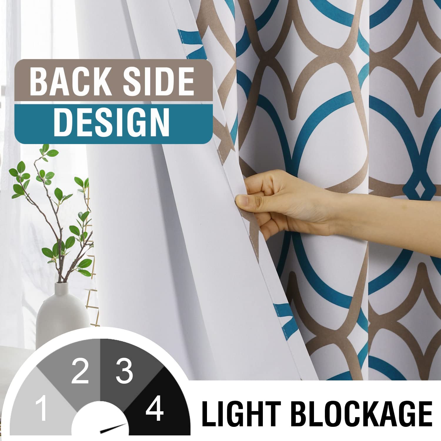 Blackout Geometric Modern Design Thermal Insulated Curtains 2 Panels | AnyLinen