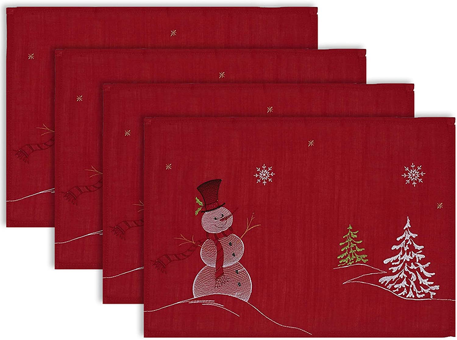 Christmas Holiday Embroidered Placemats, 13 x 19" Set of 4 | Any Linen