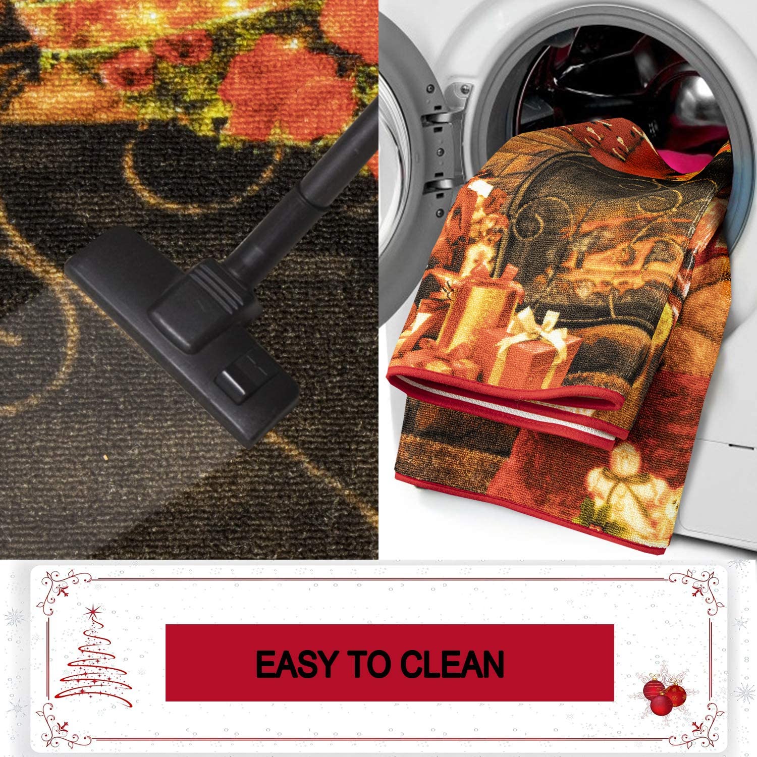 Christmas Runner Rug Front Door Mat Indoor Outdoor Non Slip Carpet