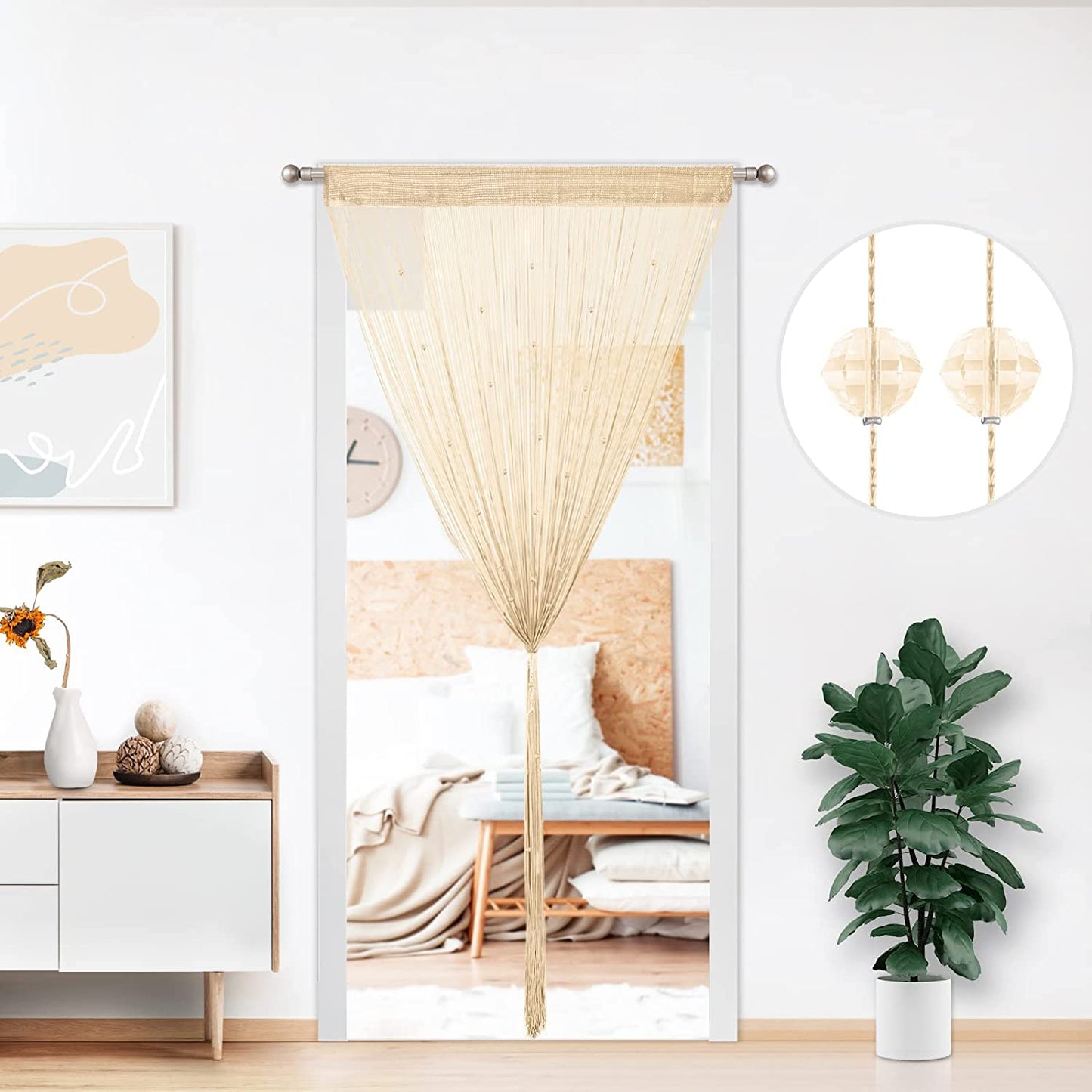 Crystal Beaded Tassel Partition Door Beaded String Curtain 90x200cm | AnyLinen