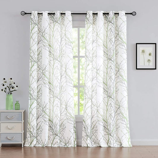 Curtain Set Linen Textured Semi-Sheer Window Drapes | Any Linen