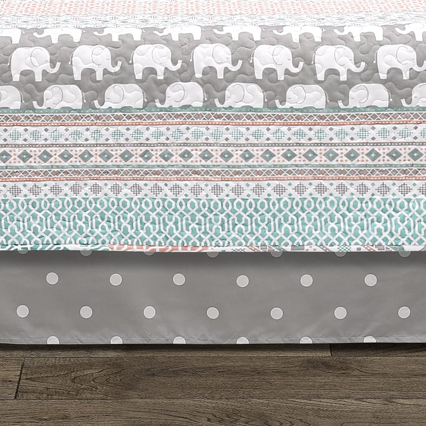 Elephant Stripe 6 Piece Day Bed Cover Bedding Set Includes Bed Skirt - AnyLinen
